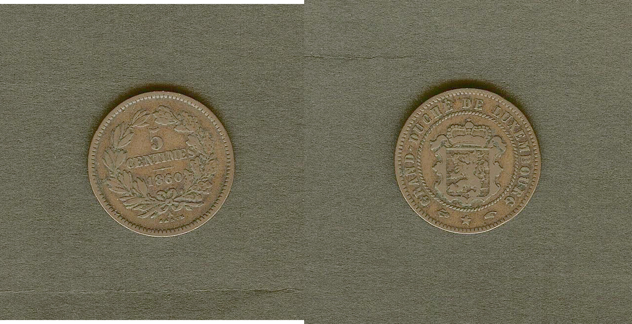Luxembourg 5 centimes 1860A VF+